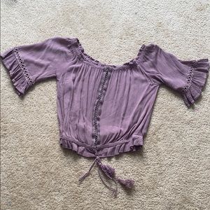 La hearts off the shoulder mauve lace top Medium
